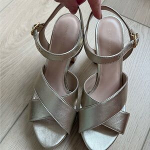 Stuart Weitzman Gold Heeled Sandals sz 9